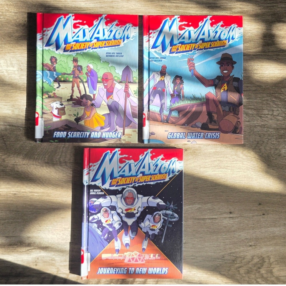 Max Axiom Society of Super Scientists 3 Book Set Graphic Novels STEM Hardcover